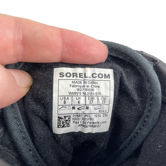 Sorel Boots Womens 6 Slimboot Mid Calf Canvas Leather Black Rugged Winter - Picture 10 of 10